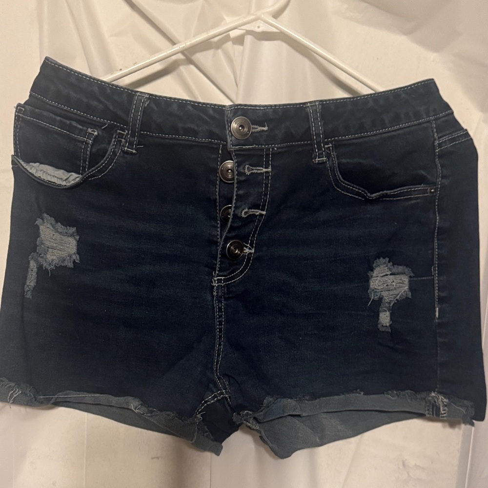 Bass Dark Blue Distressed Denim Jean Shorts